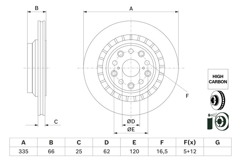 BOSCH 0 986 479 H64 Brake Disc