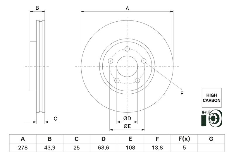 BOSCH 0 986 479 H66 Brake Disc