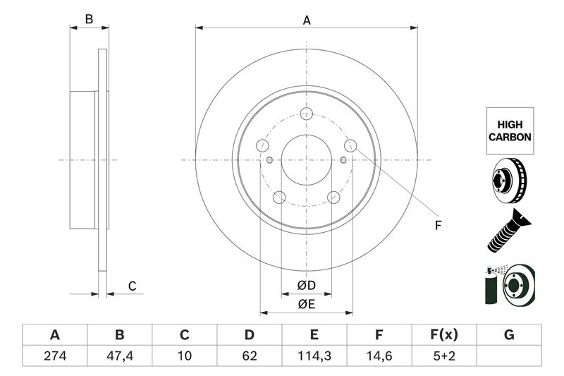 BOSCH 0 986 479 H73 Brake Disc