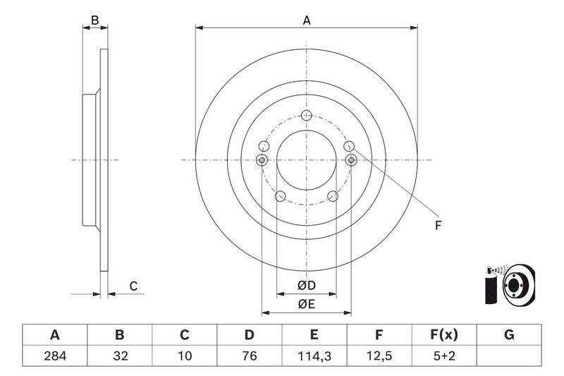 BOSCH 0 986 479 J22 Brake Disc