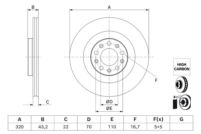 BOSCH 0 986 479 J43 Brake Disc