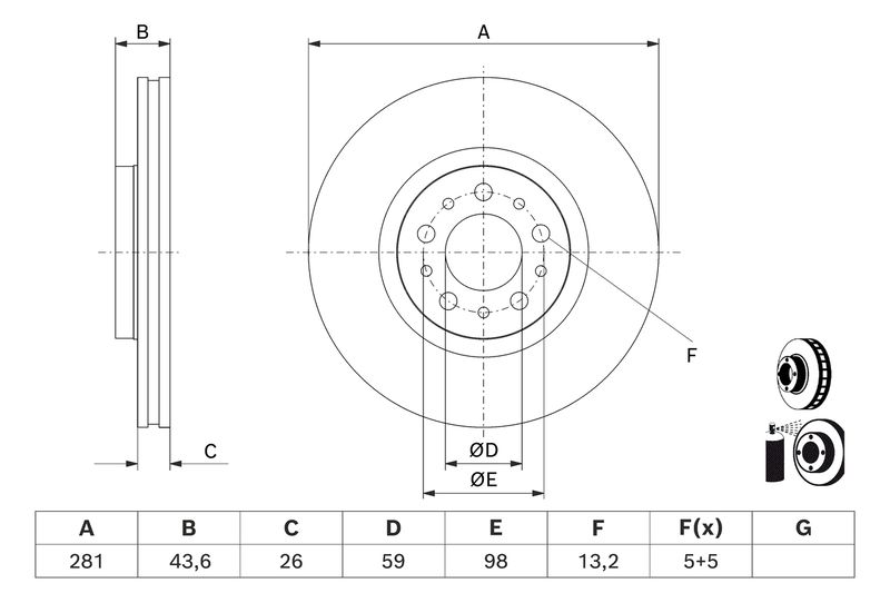 BOSCH 0 986 479 J45 Brake Disc
