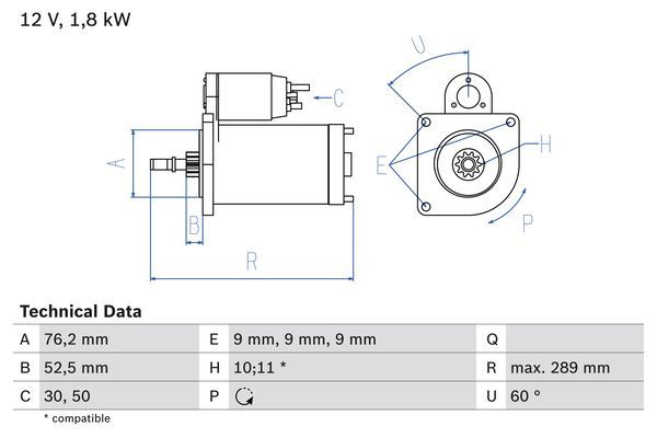 BOSCH 0 986 016 190 Starter