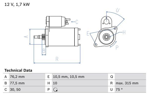 BOSCH 0 986 016 250 Starter