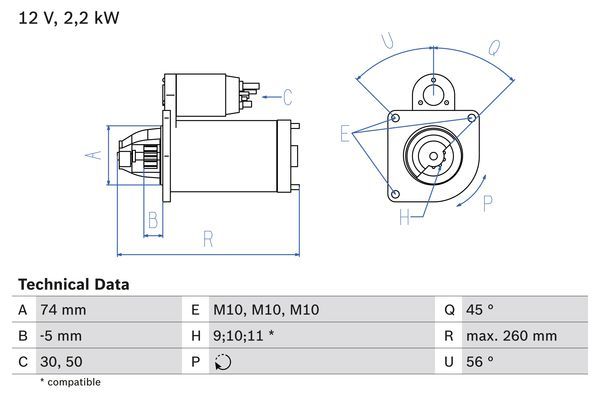 BOSCH 0 986 016 950 Starter