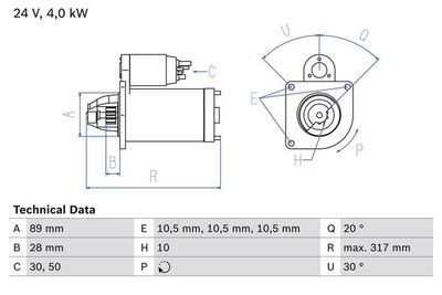 Starter BOSCH 0 986 020 070
