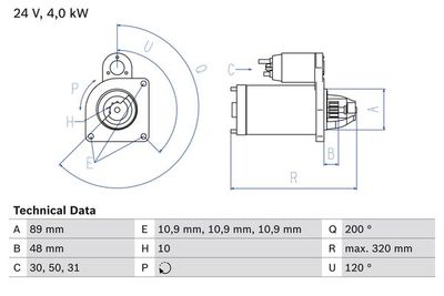 Starter BOSCH 0 986 020 170