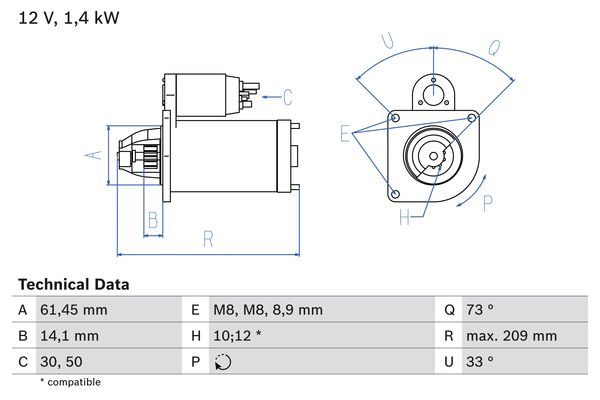 BOSCH 0 986 022 121 Starter