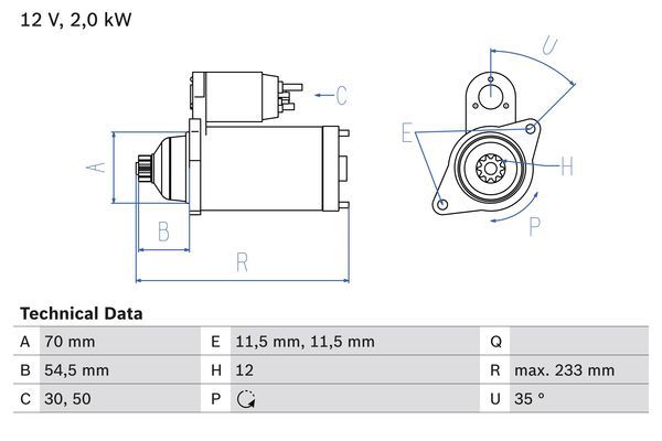 BOSCH 0 986 023 540 Starter