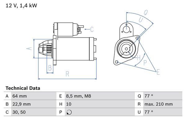 BOSCH 0 986 025 080 Starter
