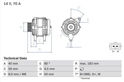 Alternator BOSCH 0 986 038 070