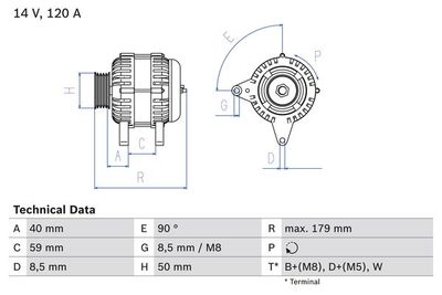 Alternator BOSCH 0 986 038 950
