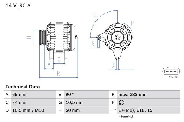 BOSCH 0 986 040 390 Alternator