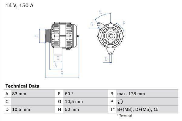 BOSCH 0 986 041 550 Alternator
