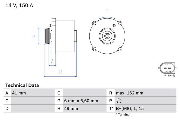BOSCH 0 986 041 750 Alternator