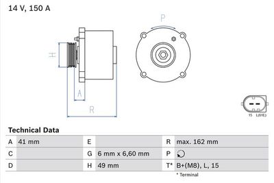 Alternator BOSCH 0 986 041 750