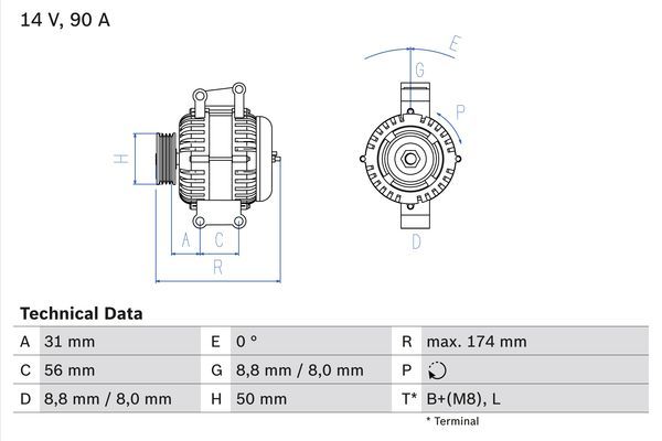 BOSCH 0 986 042 530 Alternator