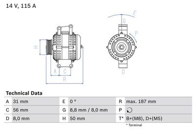 Alternator BOSCH 0 986 043 660
