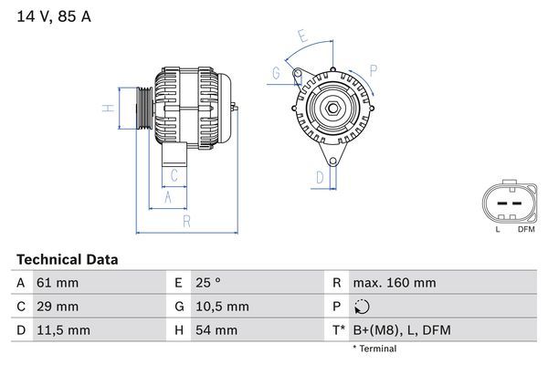 BOSCH 0 986 044 490 Alternator