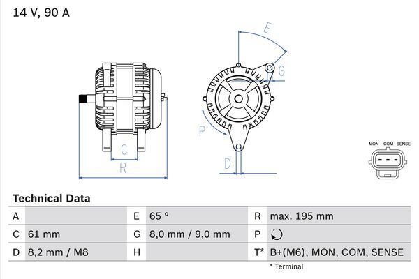 BOSCH 0 986 044 651 Alternator