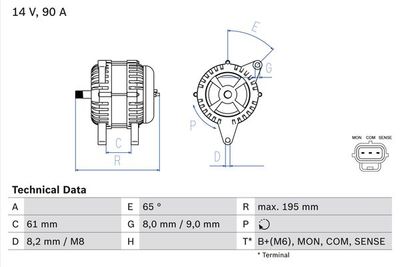 Alternator BOSCH 0 986 044 651