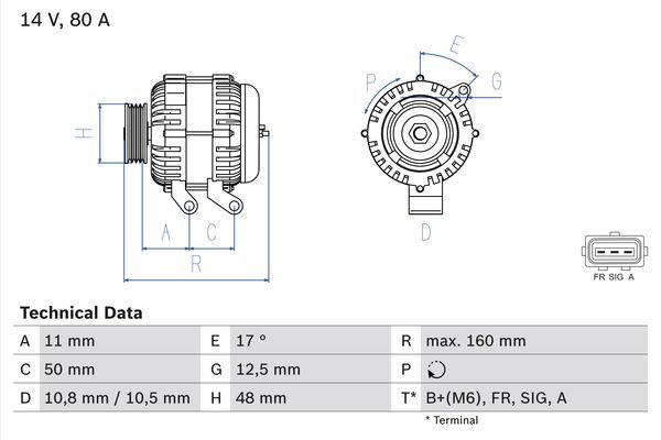 BOSCH 0 986 044 701 Alternator