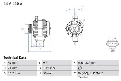Alternator BOSCH 0 986 045 370