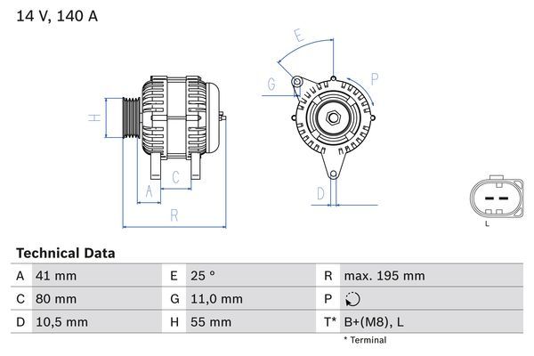 BOSCH 0 986 046 210 Alternator