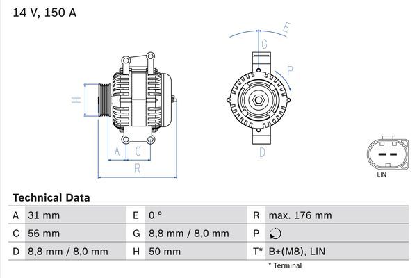 BOSCH 0 986 047 150 Alternator