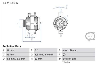 Alternator BOSCH 0 986 047 150