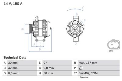 Alternator BOSCH 0 986 080 040