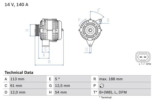 BOSCH 0 986 080 380 Alternator