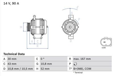 Alternator BOSCH 0 986 080 500