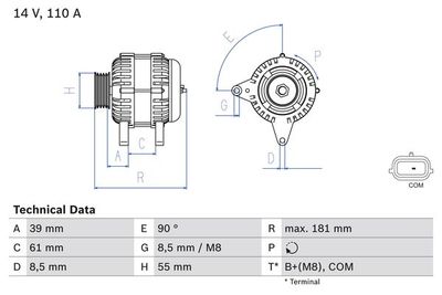 Alternator BOSCH 0 986 080 800
