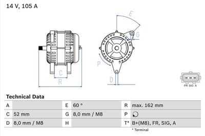 Alternator BOSCH 0 986 081 090
