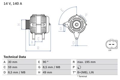 Alternator BOSCH 0 986 082 250