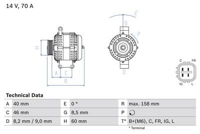 Alternator BOSCH 0 986 082 800