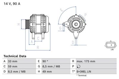 Alternator BOSCH 0 986 085 170