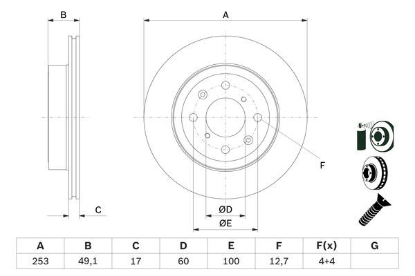 BOSCH 0 986 479 E75 Brake Disc