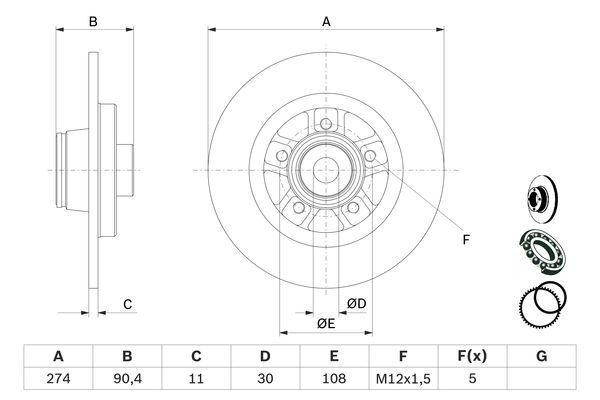 BOSCH 0 986 479 F30 Brake Disc