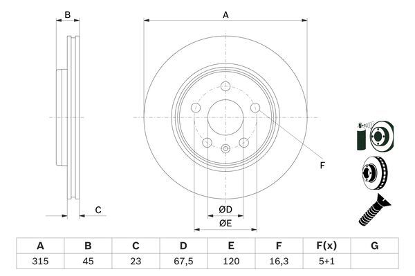 BOSCH 0 986 479 F53 Brake Disc
