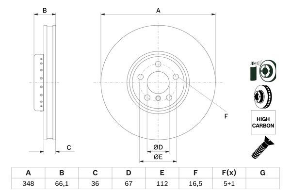 BOSCH 0 986 479 F59 Brake Disc