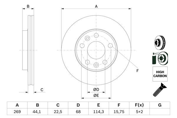 BOSCH 0 986 479 F65 Brake Disc