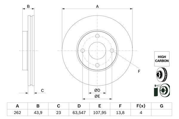 BOSCH 0 986 479 F70 Brake Disc