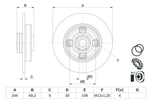 BOSCH 0 986 479 F74 Brake Disc