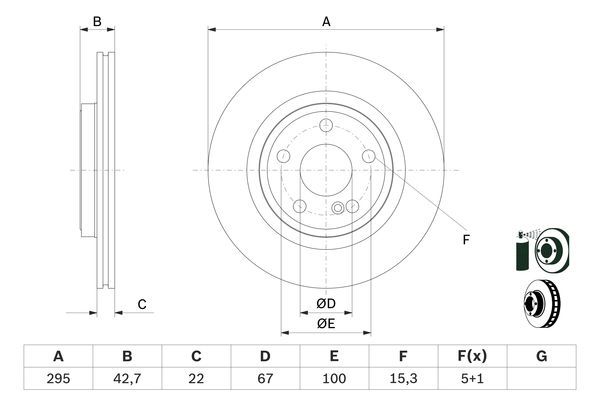 BOSCH 0 986 479 F75 Brake Disc