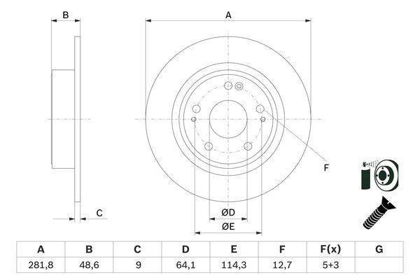 BOSCH 0 986 479 F76 Brake Disc
