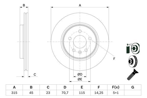 BOSCH 0 986 479 F85 Brake Disc
