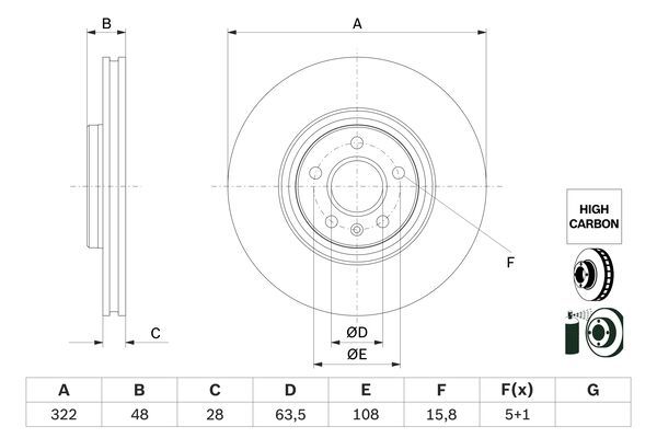 BOSCH 0 986 479 F90 Brake Disc