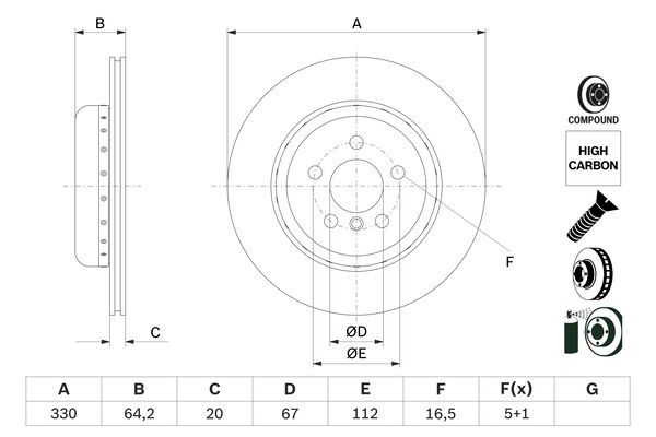 BOSCH 0 986 479 G15 Brake Disc